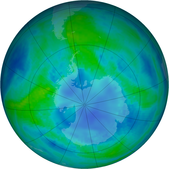 Antarctic ozone map for 20 April 2002